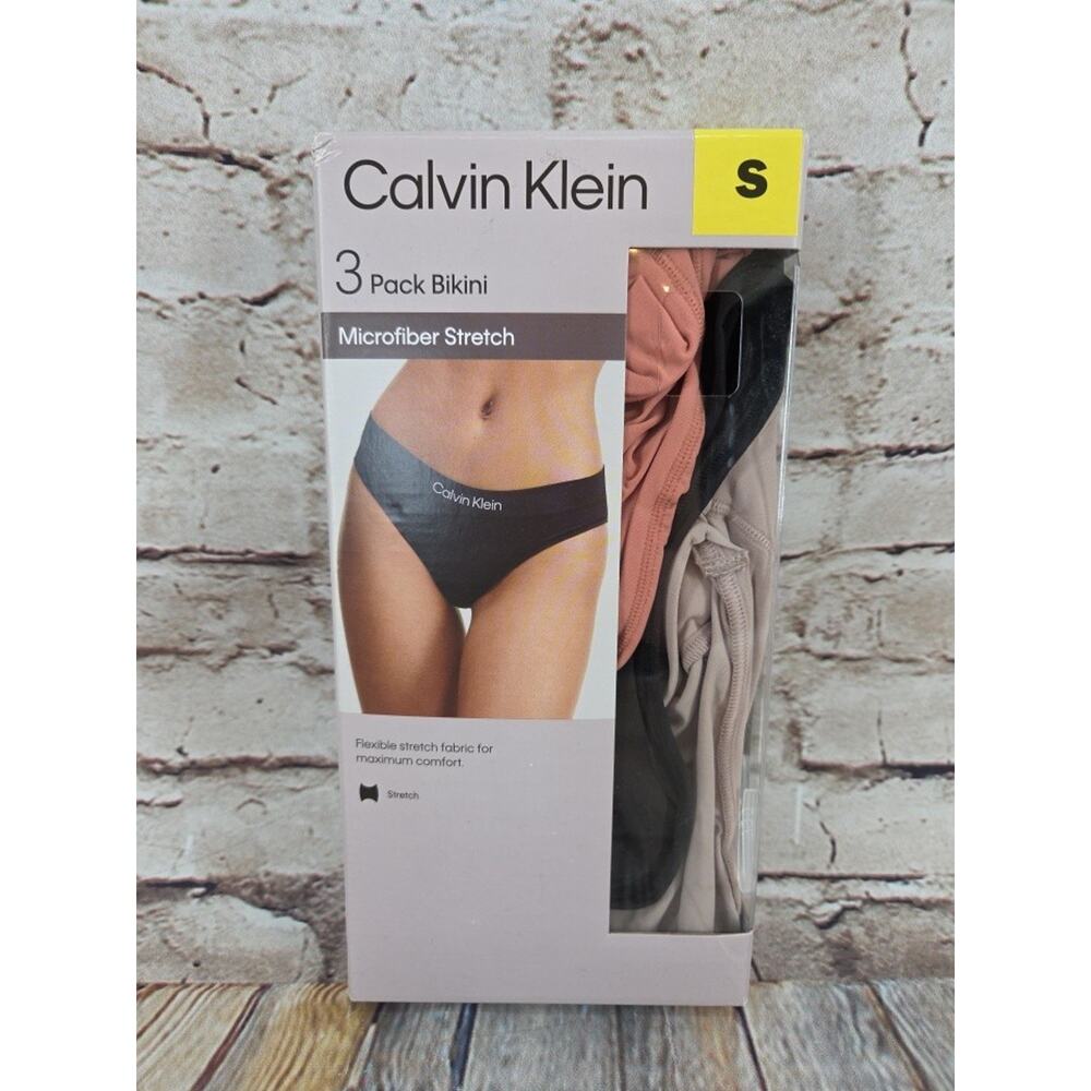 Calvin Klein Women's Microfiber Stretch Bikini Underwear Panties 3 Pack Small